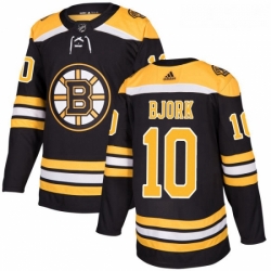 Youth Adidas Boston Bruins 10 Anders Bjork Authentic Black Home NHL Jersey 
