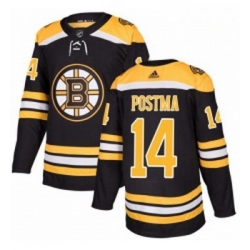 Youth Adidas Boston Bruins 14 Paul Postma Authentic Black Home NHL Jersey 
