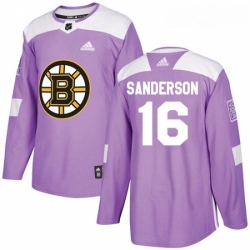 Youth Adidas Boston Bruins 16 Derek Sanderson Authentic Purple Fights Cancer Practice NHL Jersey 