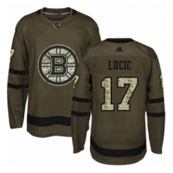 Youth Adidas Boston Bruins 17 Milan Lucic Authentic Green Salute to Service NHL Jersey 