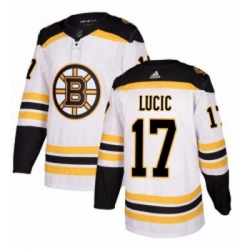 Youth Adidas Boston Bruins 17 Milan Lucic Authentic White Away NHL Jersey 
