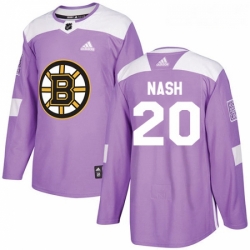 Youth Adidas Boston Bruins 20 Riley Nash Authentic Purple Fights Cancer Practice NHL Jersey 