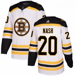 Youth Adidas Boston Bruins 20 Riley Nash Authentic White Away NHL Jersey 
