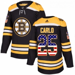 Youth Adidas Boston Bruins 25 Brandon Carlo Authentic Black USA Flag Fashion NHL Jersey 