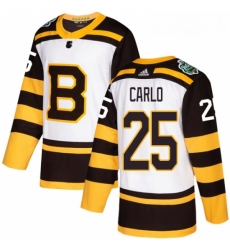 Youth Adidas Boston Bruins 25 Brandon Carlo Authentic White 2019 Winter Classic NHL Jersey 