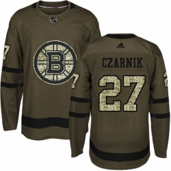 Youth Adidas Boston Bruins 27 Austin Czarnik Authentic Green Salute to Service NHL Jersey 