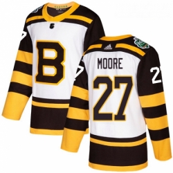 Youth Adidas Boston Bruins 27 John Moore Authentic White 2019 Winter Classic NHL Jerse