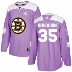 Youth Adidas Boston Bruins 35 Anton Khudobin Authentic Purple Fights Cancer Practice NHL Jersey 