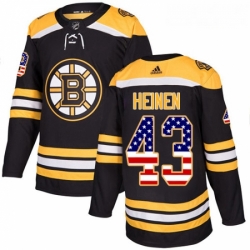 Youth Adidas Boston Bruins 43 Danton Heinen Authentic Black USA Flag Fashion NHL Jersey 