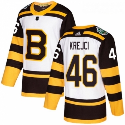 Youth Adidas Boston Bruins 46 David Krejci Authentic White 2019 Winter Classic NHL Jersey 