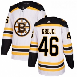 Youth Adidas Boston Bruins 46 David Krejci Authentic White Away NHL Jersey 