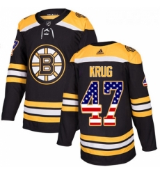 Youth Adidas Boston Bruins 47 Torey Krug Authentic Black USA Flag Fashion NHL Jersey 