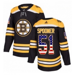 Youth Adidas Boston Bruins 51 Ryan Spooner Authentic Black USA Flag Fashion NHL Jersey 