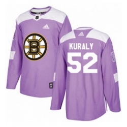 Youth Adidas Boston Bruins 52 Sean Kuraly Authentic Purple Fights Cancer Practice NHL Jersey 