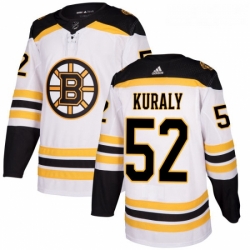 Youth Adidas Boston Bruins 52 Sean Kuraly Authentic White Away NHL Jersey 