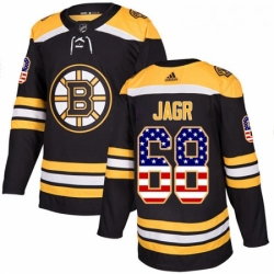 Youth Adidas Boston Bruins 68 Jaromir Jagr Authentic Black USA Flag Fashion NHL Jersey 
