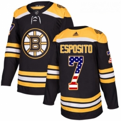 Youth Adidas Boston Bruins 7 Phil Esposito Authentic Black USA Flag Fashion NHL Jersey 