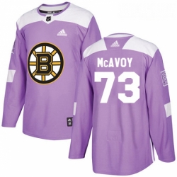 Youth Adidas Boston Bruins 73 Charlie McAvoy Authentic Purple Fights Cancer Practice NHL Jersey 