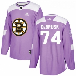 Youth Adidas Boston Bruins 74 Jake DeBrusk Authentic Purple Fights Cancer Practice NHL Jersey 