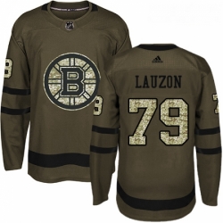 Youth Adidas Boston Bruins 79 Jeremy Lauzon Authentic Green Salute to Service NHL Jersey 