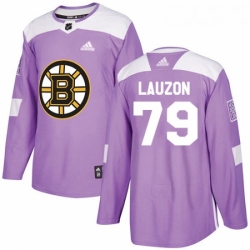 Youth Adidas Boston Bruins 79 Jeremy Lauzon Authentic Purple Fights Cancer Practice NHL Jersey 