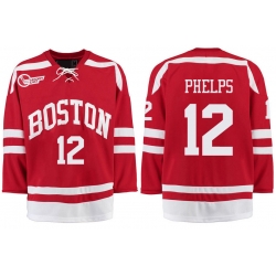 Boston University Terriers BU 12 Chase Phelps Red Stitched Hockey Jersey