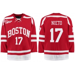 Boston University Terriers BU 17 Matt Nieto Red Stitched Hockey Jersey