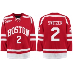 Boston University Terriers BU 2 Shane Switzer Red Stitched Hockey Jersey