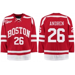 Boston University Terriers BU 26 Oskar Andren Red Stitched Hockey Jersey