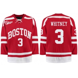 Boston University Terriers BU 3 Ryan Whitney Red Stitched Hockey Jersey