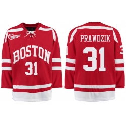 Boston University Terriers BU 31 Max Prawdzik Red Stitched Hockey Jersey