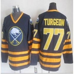 Buffalo Sabres #77 Pierre Turgeon Navy Blue CCM Throwback Stitched NHL Jersey