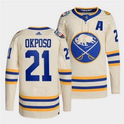 Men Buffalo Sabres 21 Kyle Okposo 2022 Cream Heritage Classic Stitched jersey
