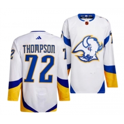 Men Buffalo Sabres 72 Tage Thompson White 2022 23 Reverse Retro Stitched Jersey
