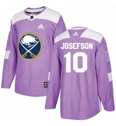 Mens Adidas Buffalo Sabres 10 Jacob Josefson Authentic Purple Fights Cancer Practice NHL Jersey 
