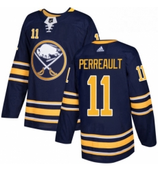 Mens Adidas Buffalo Sabres 11 Gilbert Perreault Authentic Navy Blue Home NHL Jersey 