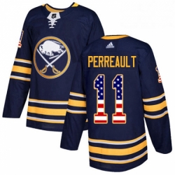 Mens Adidas Buffalo Sabres 11 Gilbert Perreault Authentic Navy Blue USA Flag Fashion NHL Jersey 
