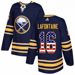 Mens Adidas Buffalo Sabres 16 Pat Lafontaine Authentic Navy Blue USA Flag Fashion NHL Jersey 