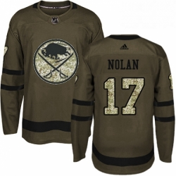 Mens Adidas Buffalo Sabres 17 Jordan Nolan Authentic Green Salute to Service NHL Jersey 