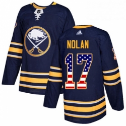 Mens Adidas Buffalo Sabres 17 Jordan Nolan Authentic Navy Blue USA Flag Fashion NHL Jersey 