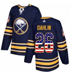 Mens Adidas Buffalo Sabres 26 Rasmus Dahlin Authentic Navy Blue USA Flag Fashion NHL Jersey 