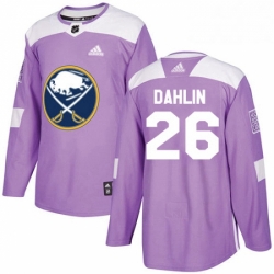 Mens Adidas Buffalo Sabres 26 Rasmus Dahlin Authentic Purple Fights Cancer Practice NHL Jersey 