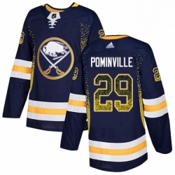 Mens Adidas Buffalo Sabres 29 Jason Pominville Authentic Navy Blue Drift Fashion NHL Jersey 