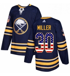 Mens Adidas Buffalo Sabres 30 Ryan Miller Authentic Navy Blue USA Flag Fashion NHL Jersey 