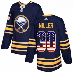Mens Adidas Buffalo Sabres 30 Ryan Miller Authentic Navy Blue USA Flag Fashion NHL Jersey 