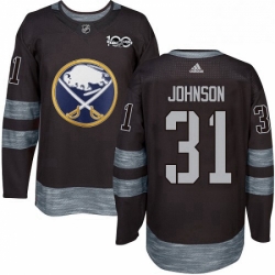 Mens Adidas Buffalo Sabres 31 Chad Johnson Authentic Black 1917 2017 100th Anniversary NHL Jersey 