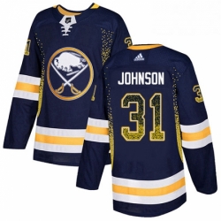 Mens Adidas Buffalo Sabres 31 Chad Johnson Authentic Navy Blue Drift Fashion NHL Jersey 
