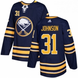 Mens Adidas Buffalo Sabres 31 Chad Johnson Authentic Navy Blue Home NHL Jersey 
