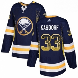 Mens Adidas Buffalo Sabres 33 Jason Kasdorf Authentic Navy Blue Drift Fashion NHL Jersey 
