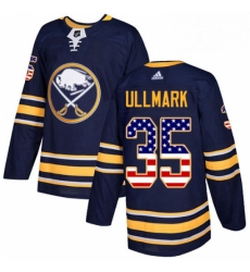 Mens Adidas Buffalo Sabres 35 Linus Ullmark Authentic Navy Blue USA Flag Fashion NHL Jersey 